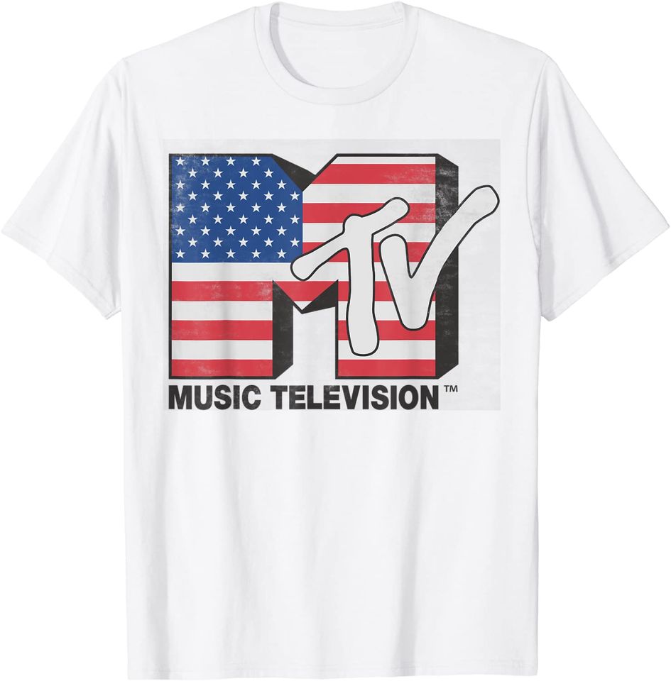 MTV American Flag Stars And Stripes Logo T-Shirt