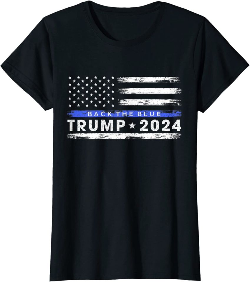 Pro Trump 2024 Back The Blue Thin Blue Line American Flag Hoodie