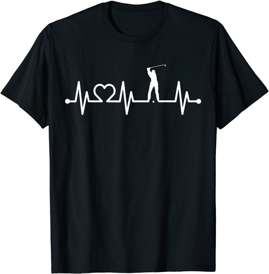 ECG Pulse Heartbeat Golf with Heart T-Shirt