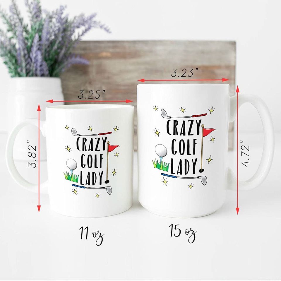 Crazy Golf Lady 15oz Large Mug Cup, Ceramic Novelty Coffee Mugs 11oz, 15oz Mug, Tea Cup, Gift Present Mug For Birthday, Christmas Thanksgiving Festival