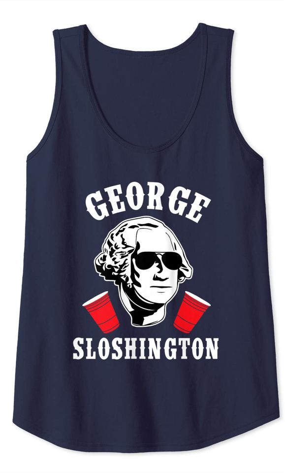 Funny George Sloshington 4th of July Aviator American Shirt Tank Top
