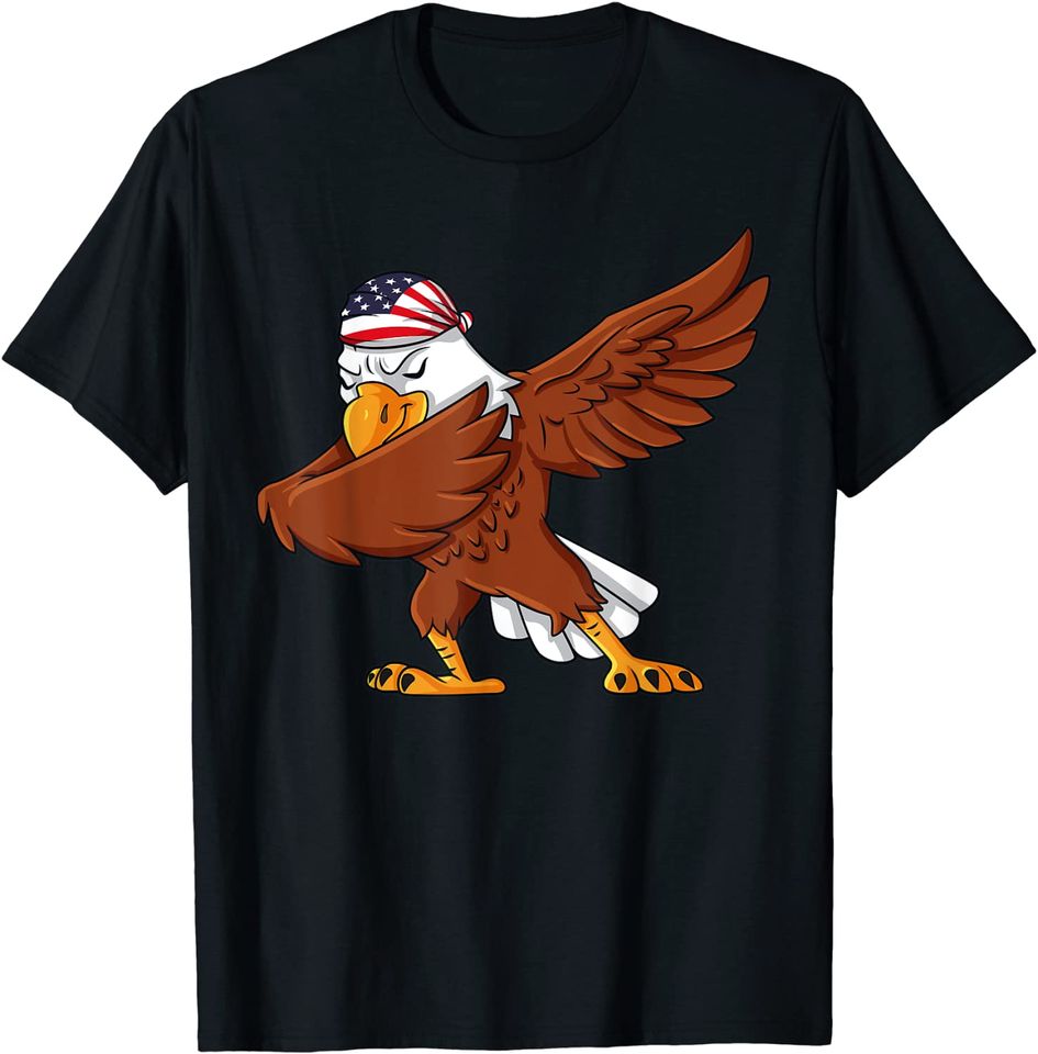 Dabbing American Bald Eagle 4th of July Dab Boys Girls Kids T-Shirt