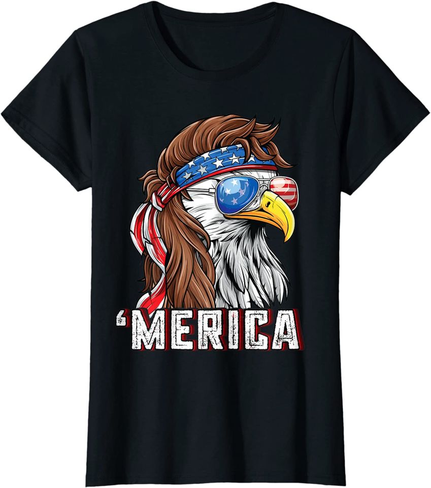 Merica USA American Flag Patriotic 4th of July Bald Eagle Hoodie