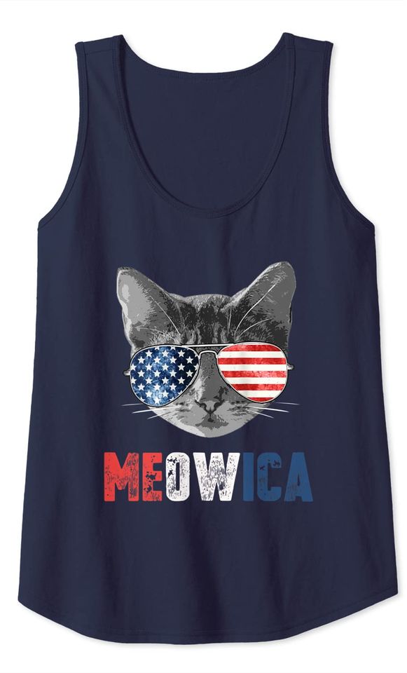 Meowica American Flag Cat Tank Top