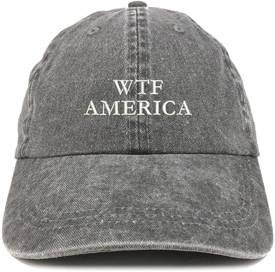 WTF America Embroidered Washed Cotton Adjustable Cap