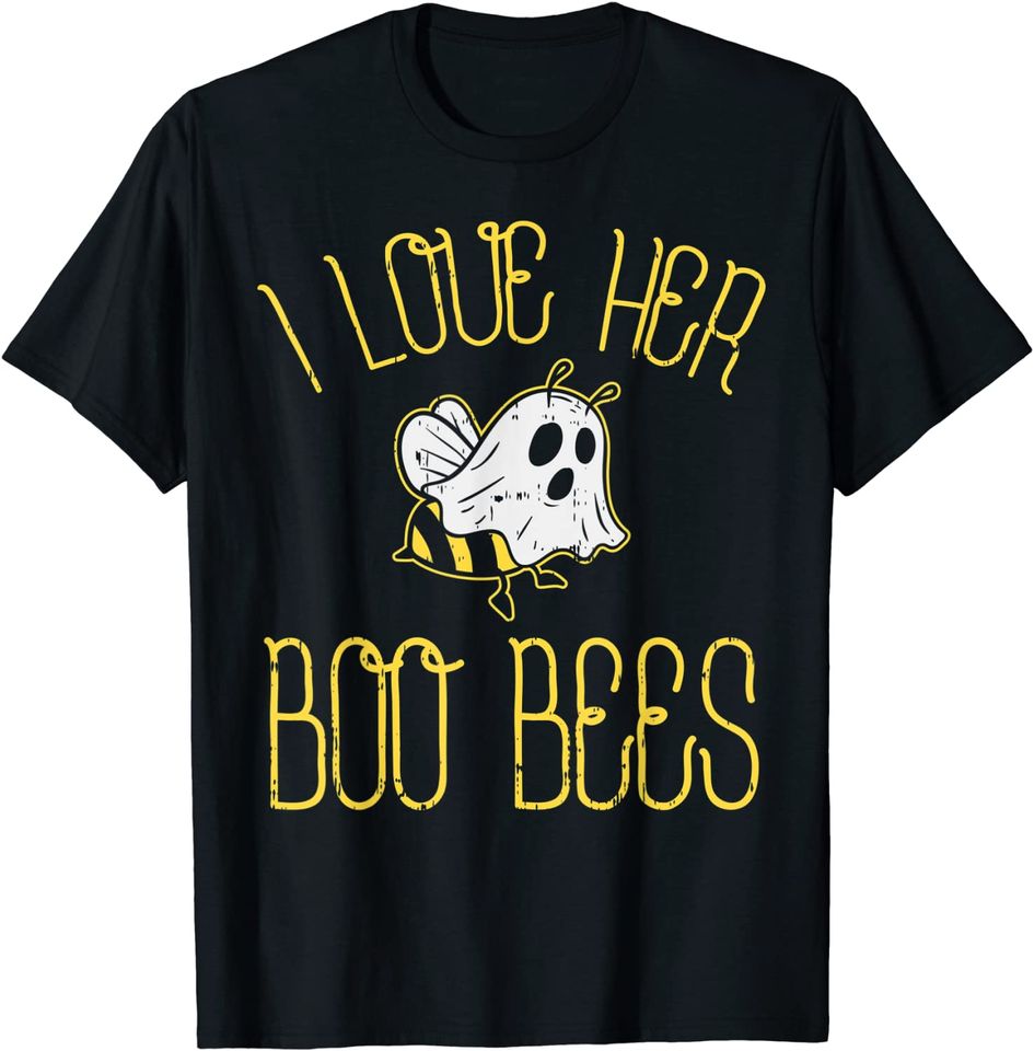 I Love Her Boo Bees Couples Halloween Adult Costume T-Shirt
