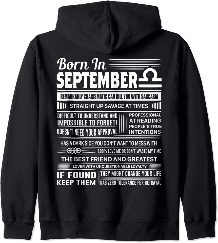Born In September Libra Funny Birthday Hoodie