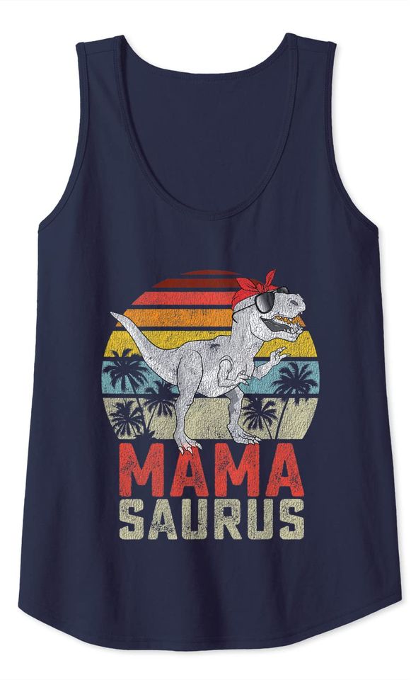 Mamasaurus T Rex Dinosaur Mama Saurus Family Matching Women Tank Top