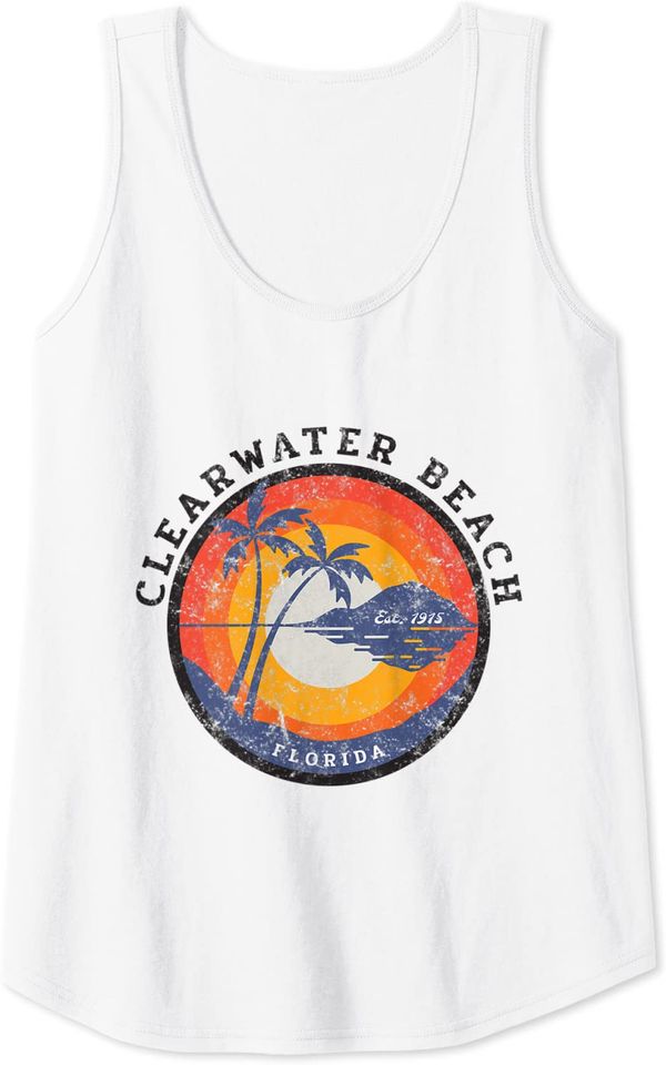 Clearwater Beach Distressed Florida Sunset Tank Top