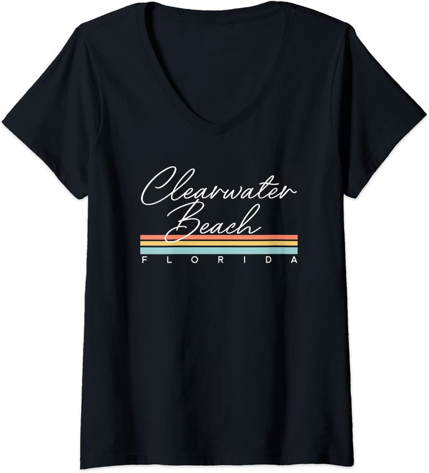 Womens Retro Clearwater Beach Florida T Shirt