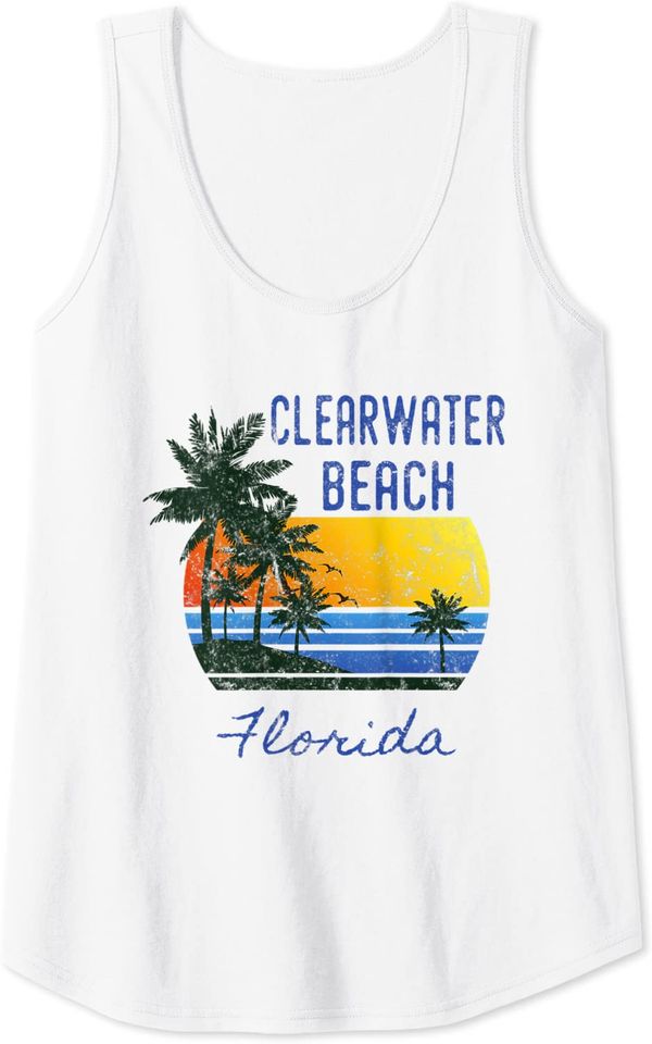 Clearwater Beach Distressed Florida Beach Novelty Tank Top