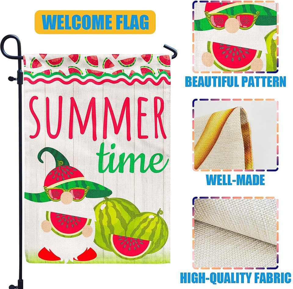 Summer Time Watermelon Garden Flag Gnome