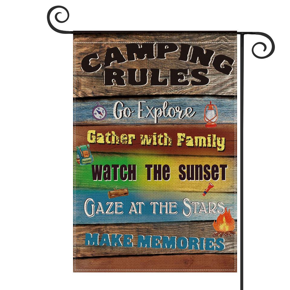 Camping Rules Go Explore Make Memories Garden Flag