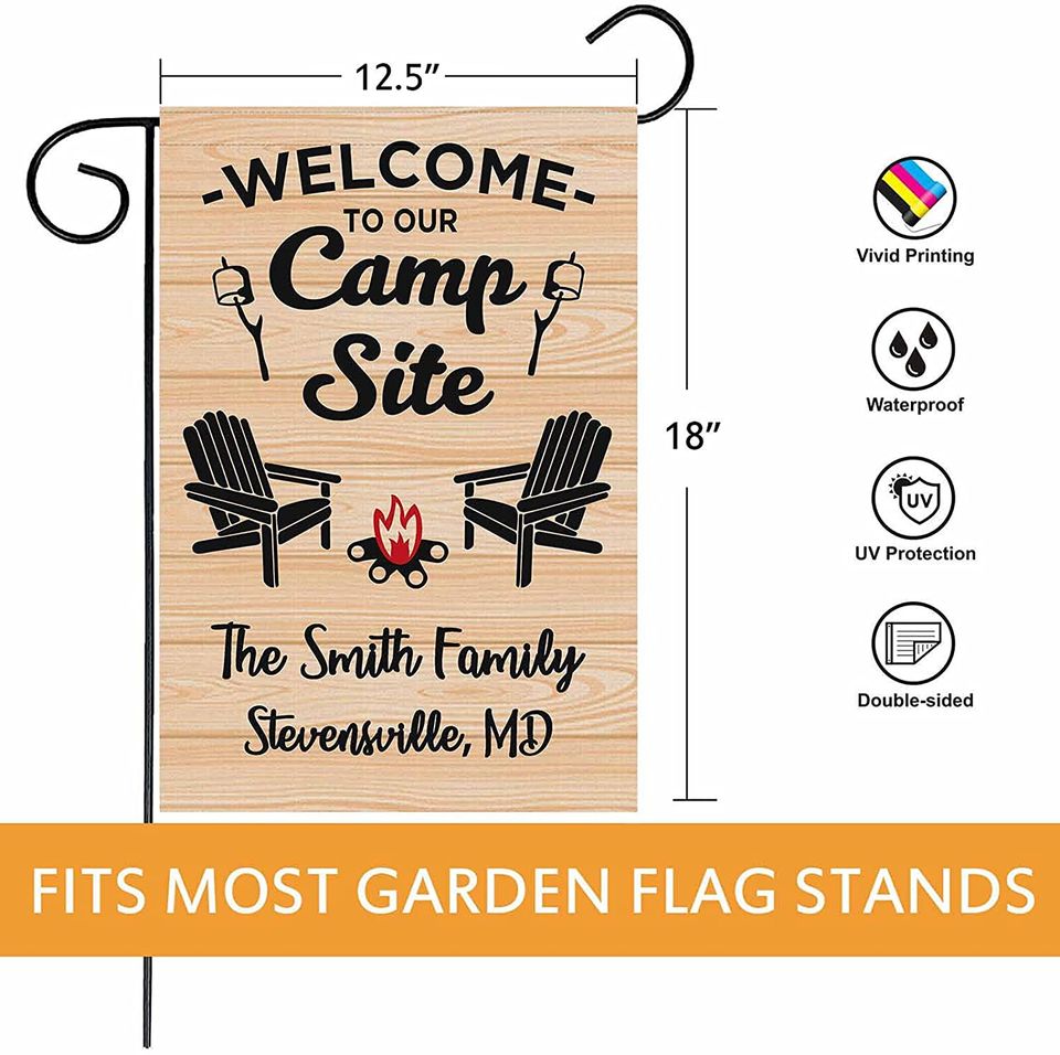 Personalized Welcome To Our Camp Site Garden Flag