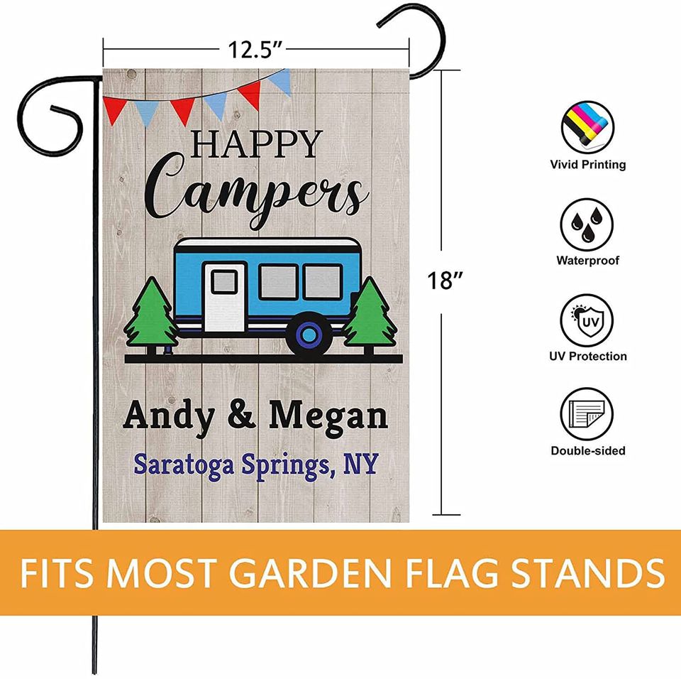 Personalized Happy Camper Garden Flag