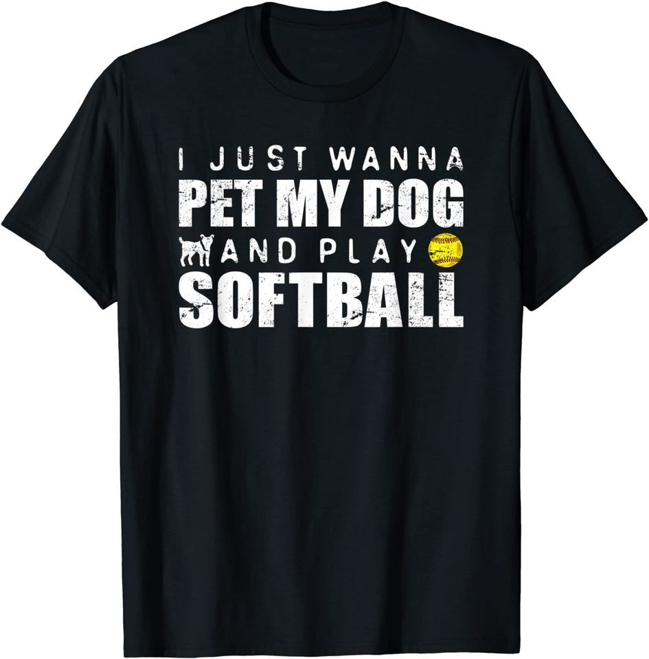 Girls Softball Puppy Dog Lover T-Shirt