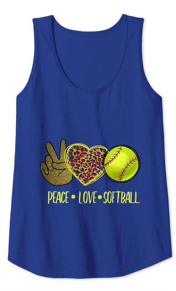 Peace Love Softball For Cute Baseball Lovers Tank Top