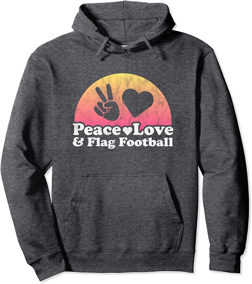 Peace Love and Flag Football Pullover Hoodie