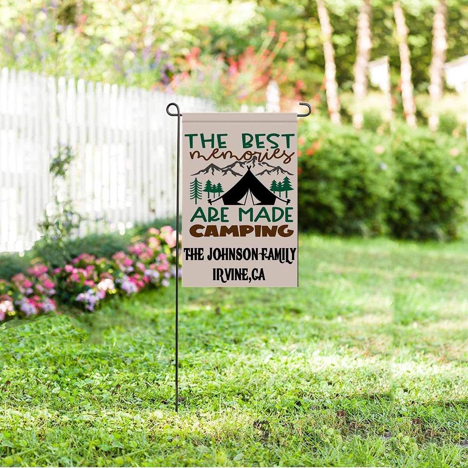 Personalized The Best Memories Are Made Camping Garden Flag Custom Family Name Place