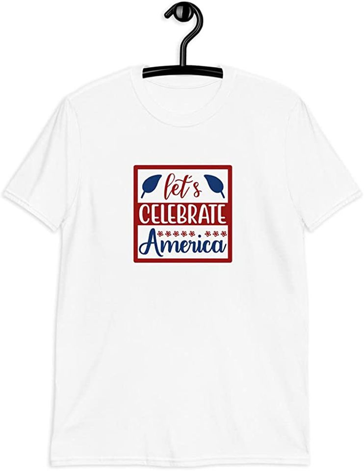 Patriotic Celebrate America Unisex White With Red Blue Design T Shirt