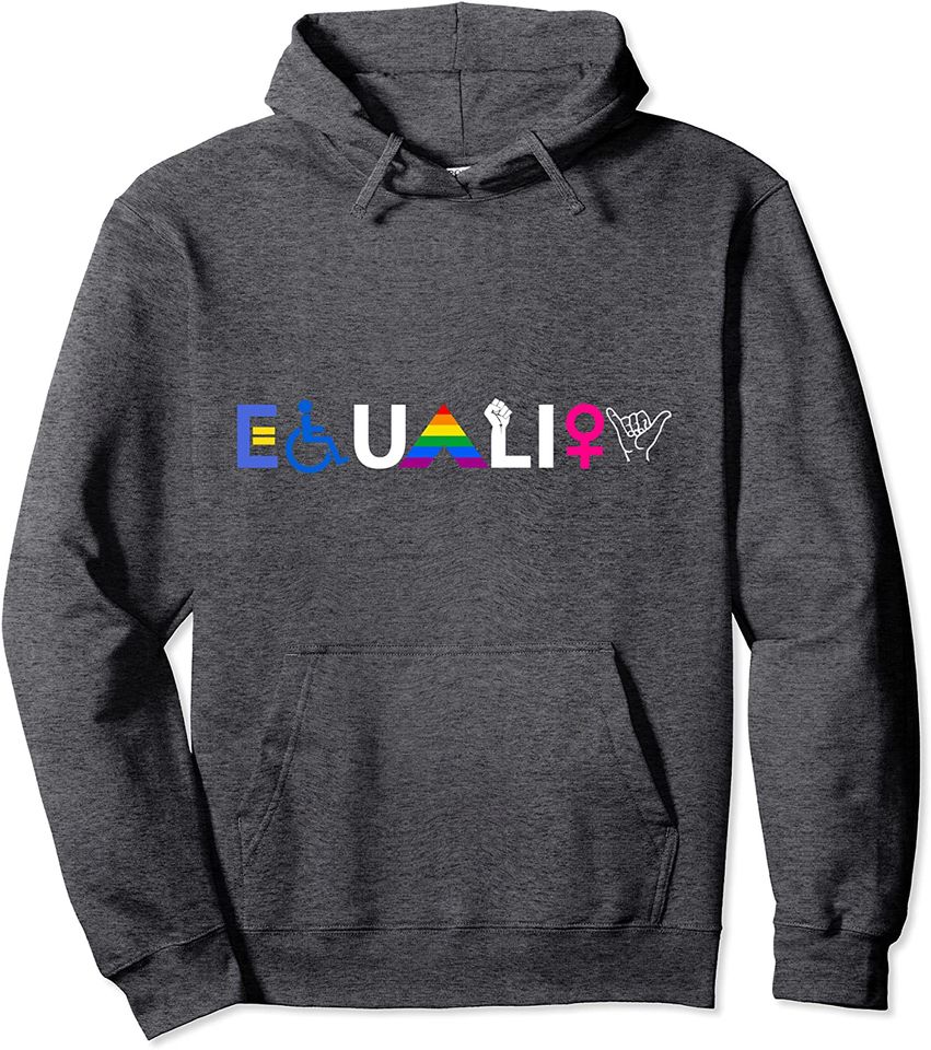 "EQUALITY" Equal Rights LGBTQ Ally Unity Pride Feminist Pullover Hoodie