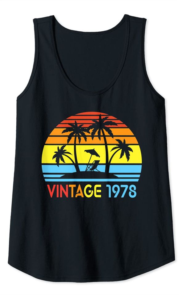 Vintage Made Born in 1978 Beach Sunset Tank Top