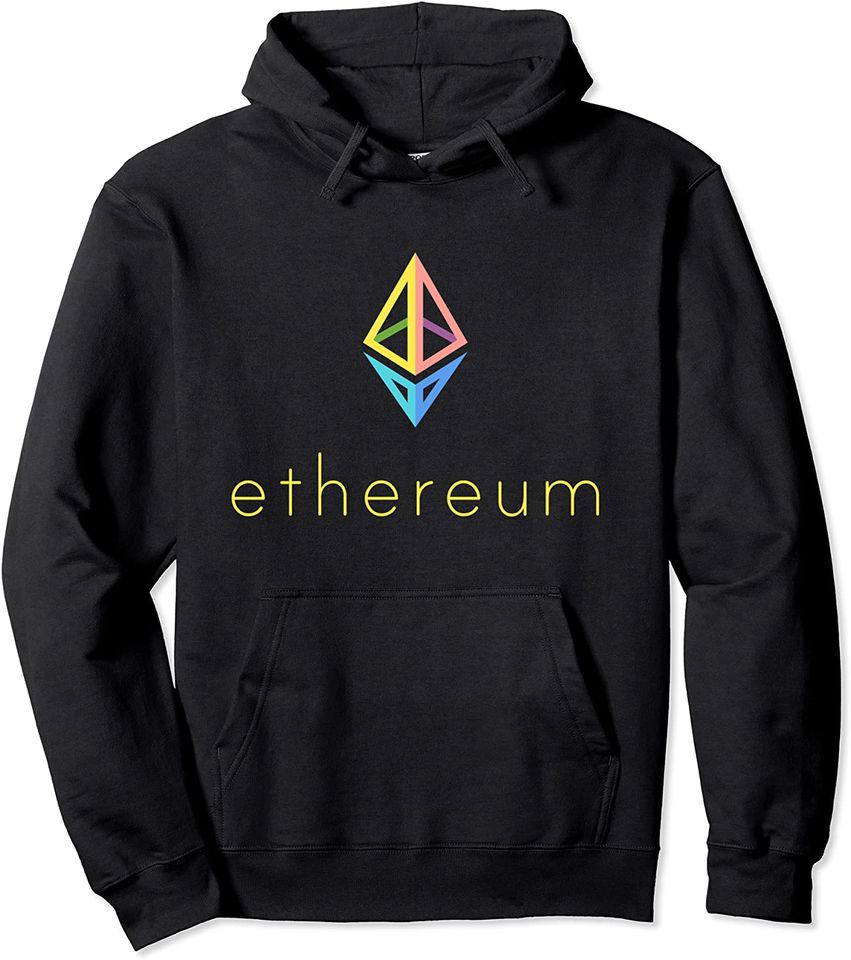 Ethereum Logo Color ETH Coin Crypto Bitcoin Trade Miner Gift Pullover Hoodie