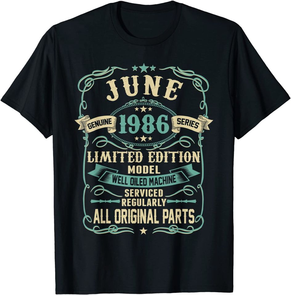 Vintage Made in JUNE 1986 33rd Years Old Birthday T Shirt