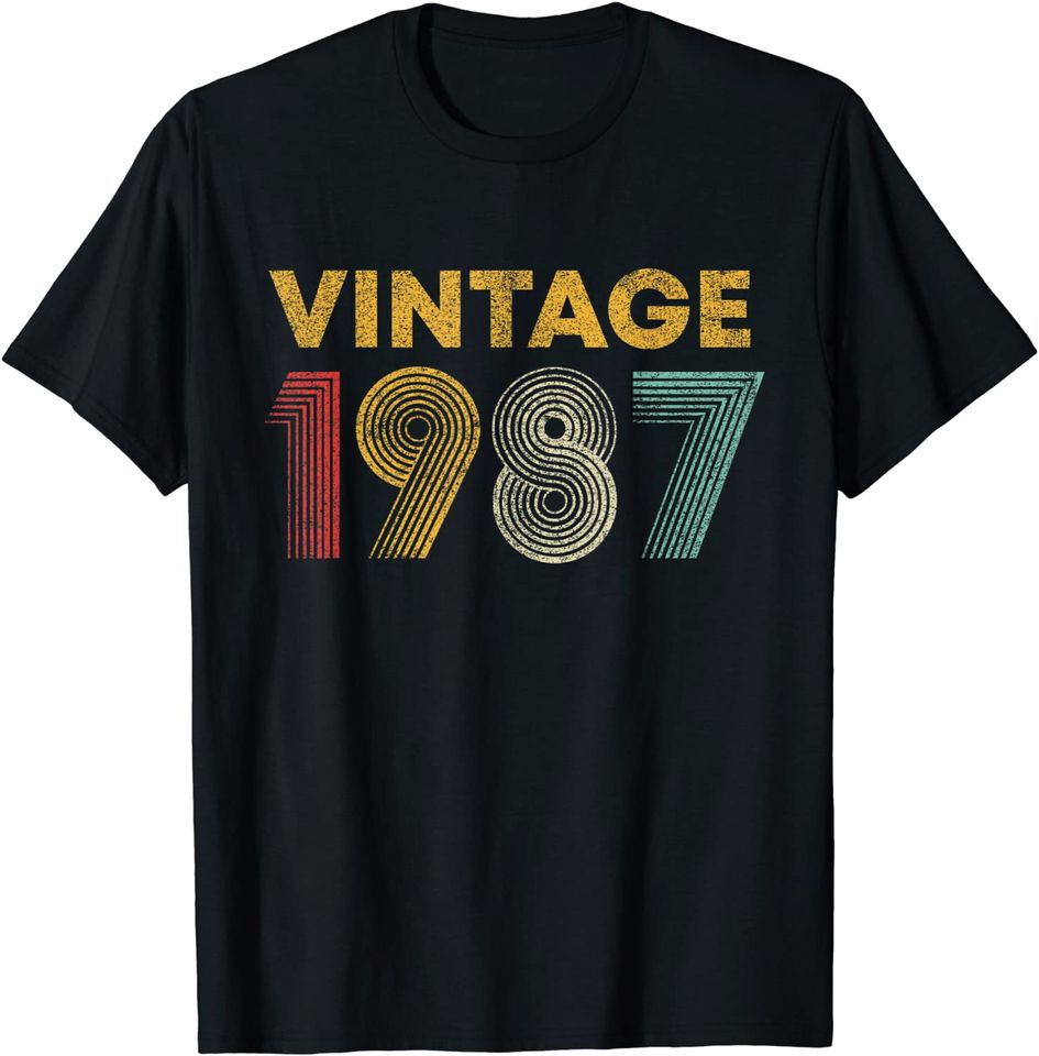 Vintage 1987 34th Birthday Gift Men Women 34 Years Old T Shirt