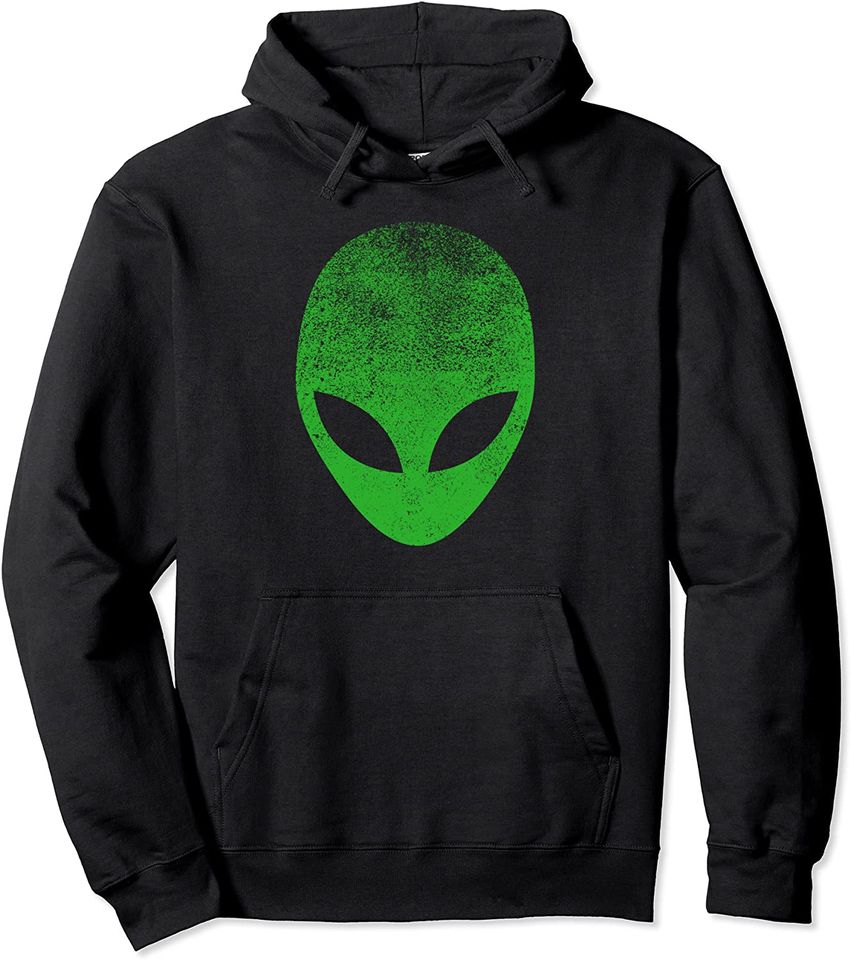 Alien Head Distressed T-Shirt I Aliens UFO Area 51 Roswell Pullover Hoodie