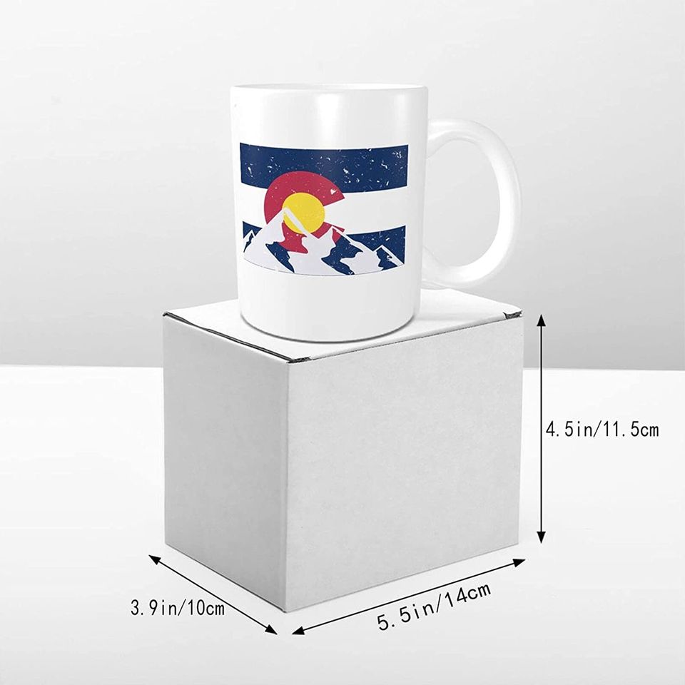 Colorado State Flag Snow Mountains Mug -Ceramic Coffee/Tea/Cocoa Mug-Unique Coffee Cup & Present Idea for Male/Female/Bosses/Coworkers