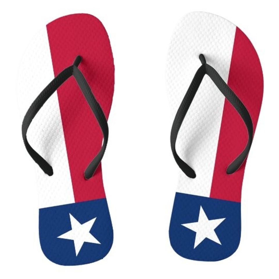 Adult Slim Straps with Flag of Texas, USA Flip Flops