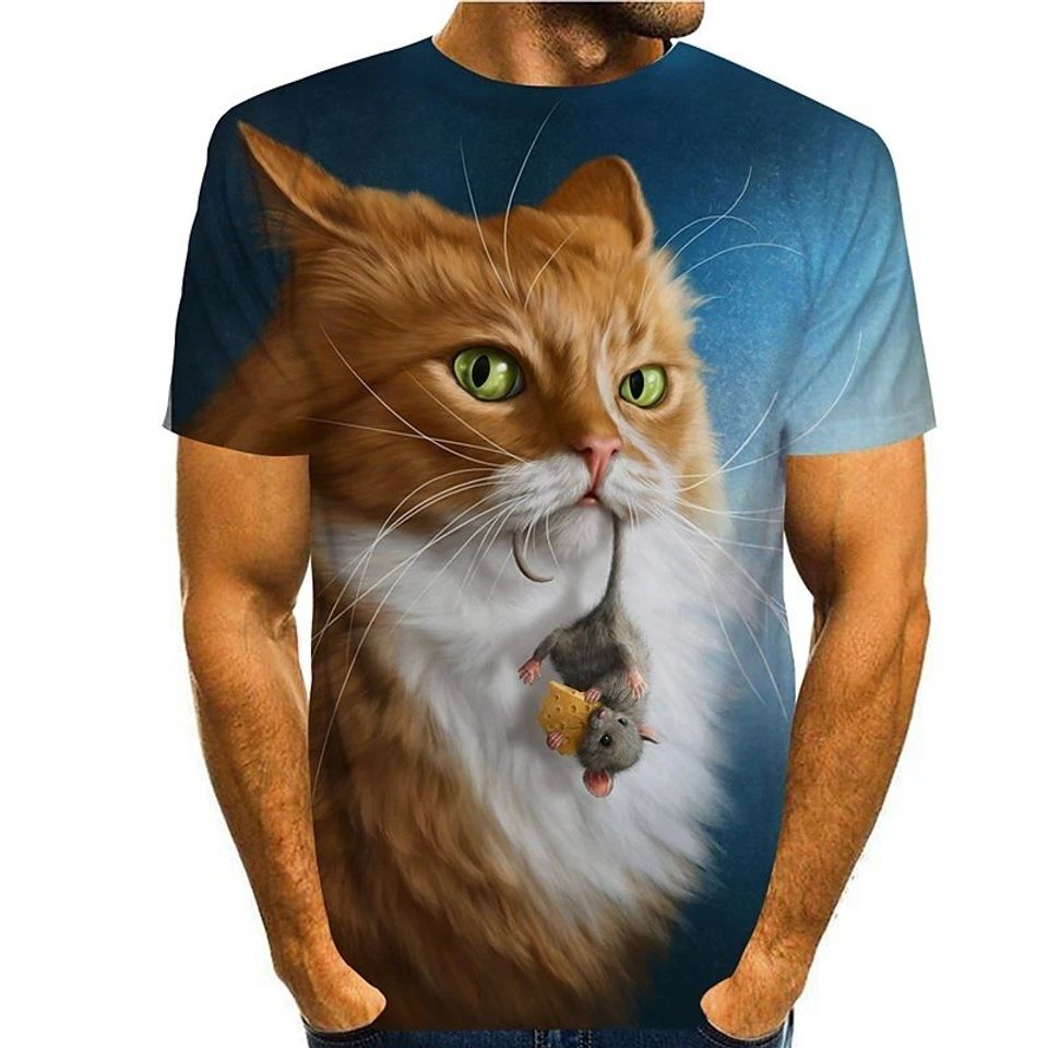 T shirt 3D Print Cat Graphic Prints Short Sleeve Daily Tops