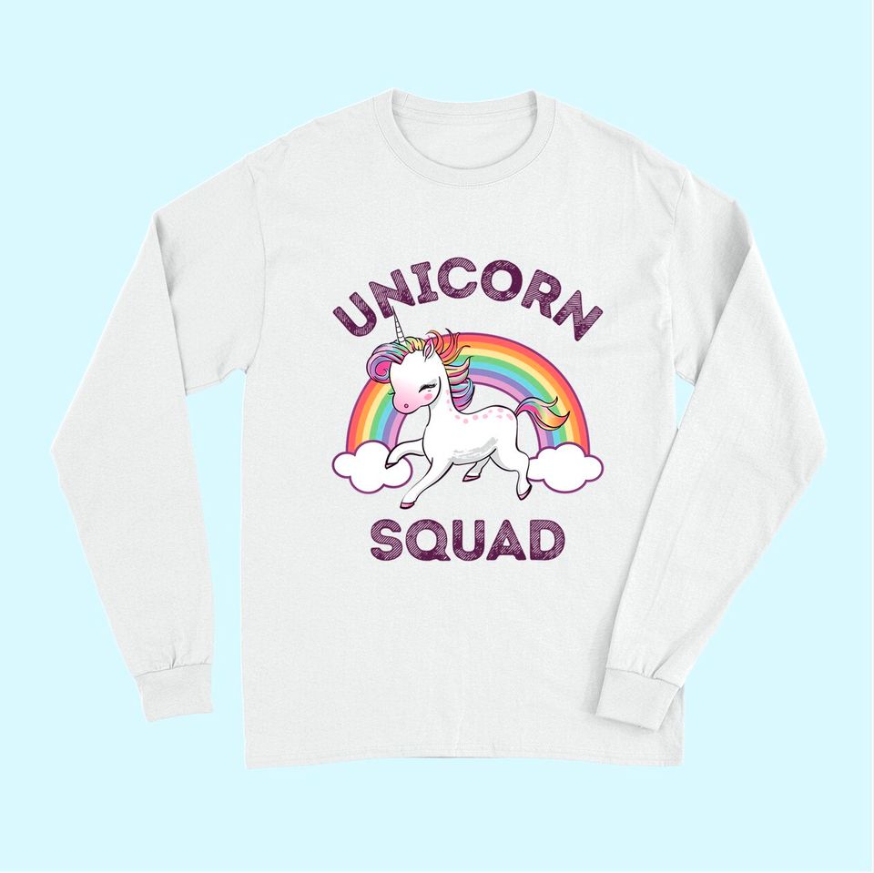 Unicorn Squad Long Sleeves Girls Kids Rainbow Unicorns Queen Gift Long Sleeves