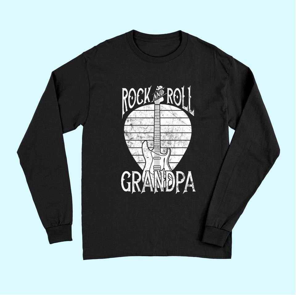Rock n Roll Grandpa Vintage Guitar Player Gift Long Sleeves