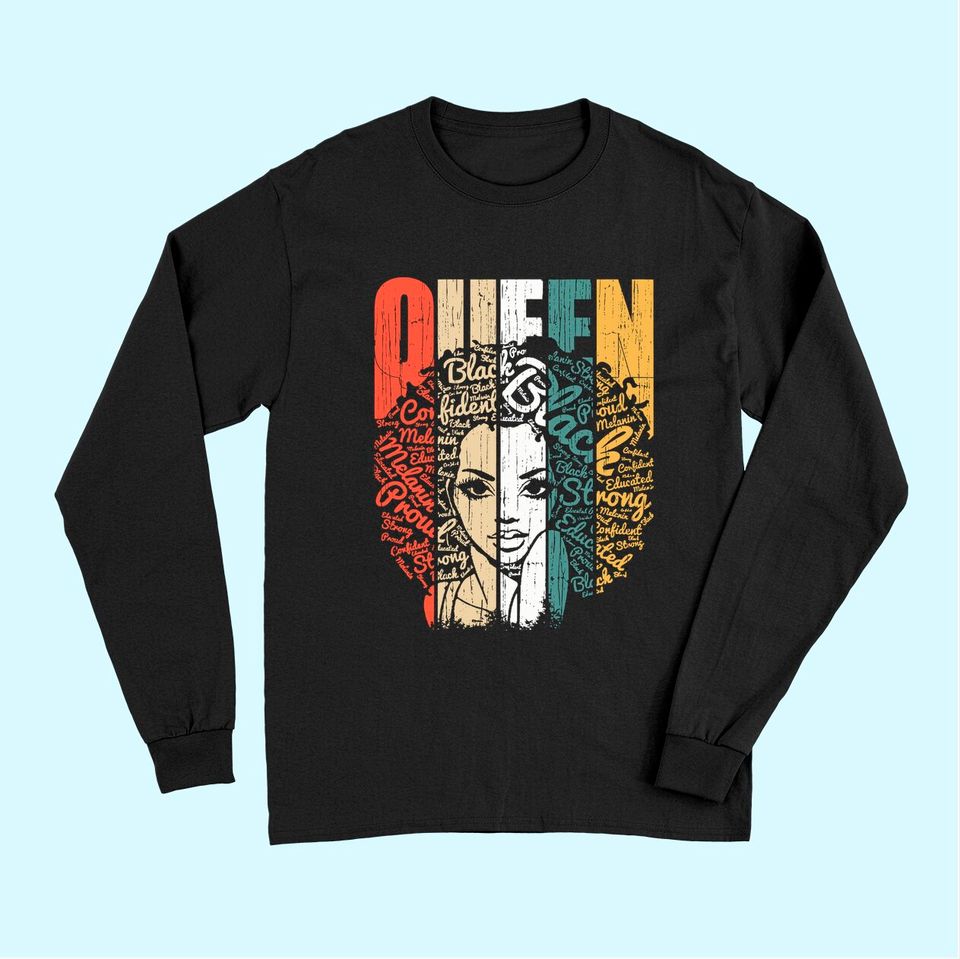 African American Long Sleeves for Educated Strong Black Woman Queen Long Sleeves