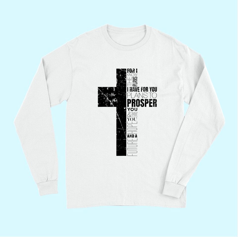 Jeremiah 29:11 Christian Bible Verse Gifts Cross Religious Long Sleeves
