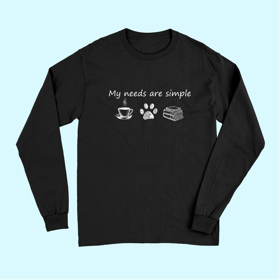 Book Long Sleeves Funny Coffee Dog Book Gift Long Sleeves
