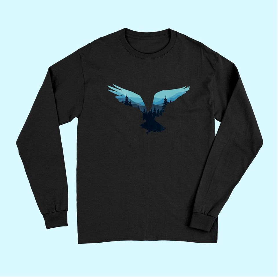 Beautiful Flying Eagle Night Sky Forest Bird Silhouette Long Sleeves
