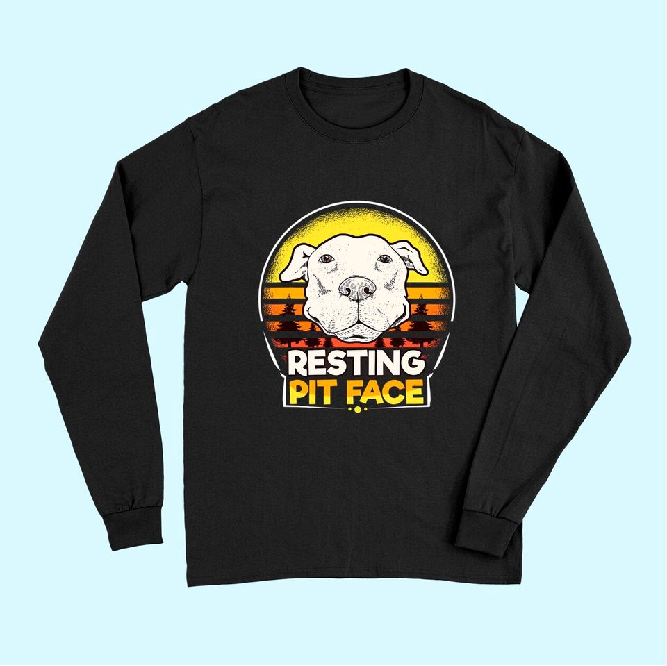 Resting Pit Face Vintage Long Sleeves Pitbull Dog Beach