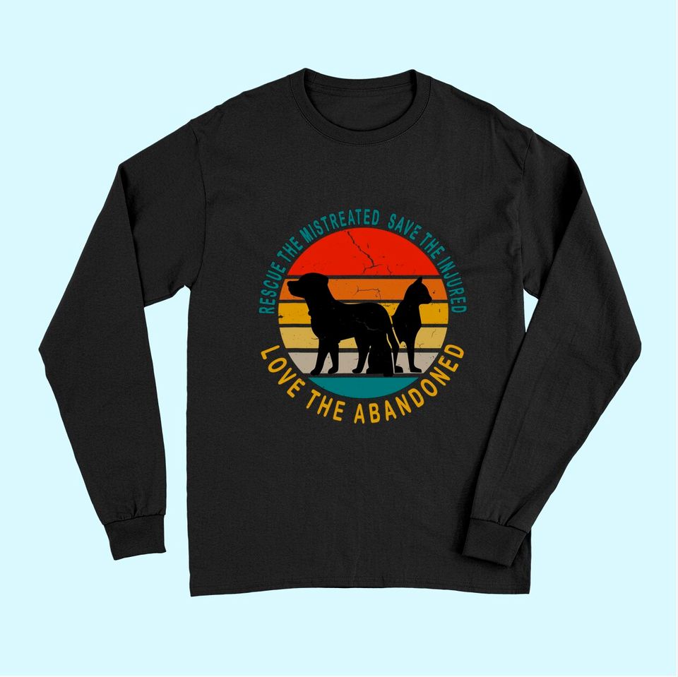 Rescue Save Love - Animal Rescue vintage Design gift Long Sleeves