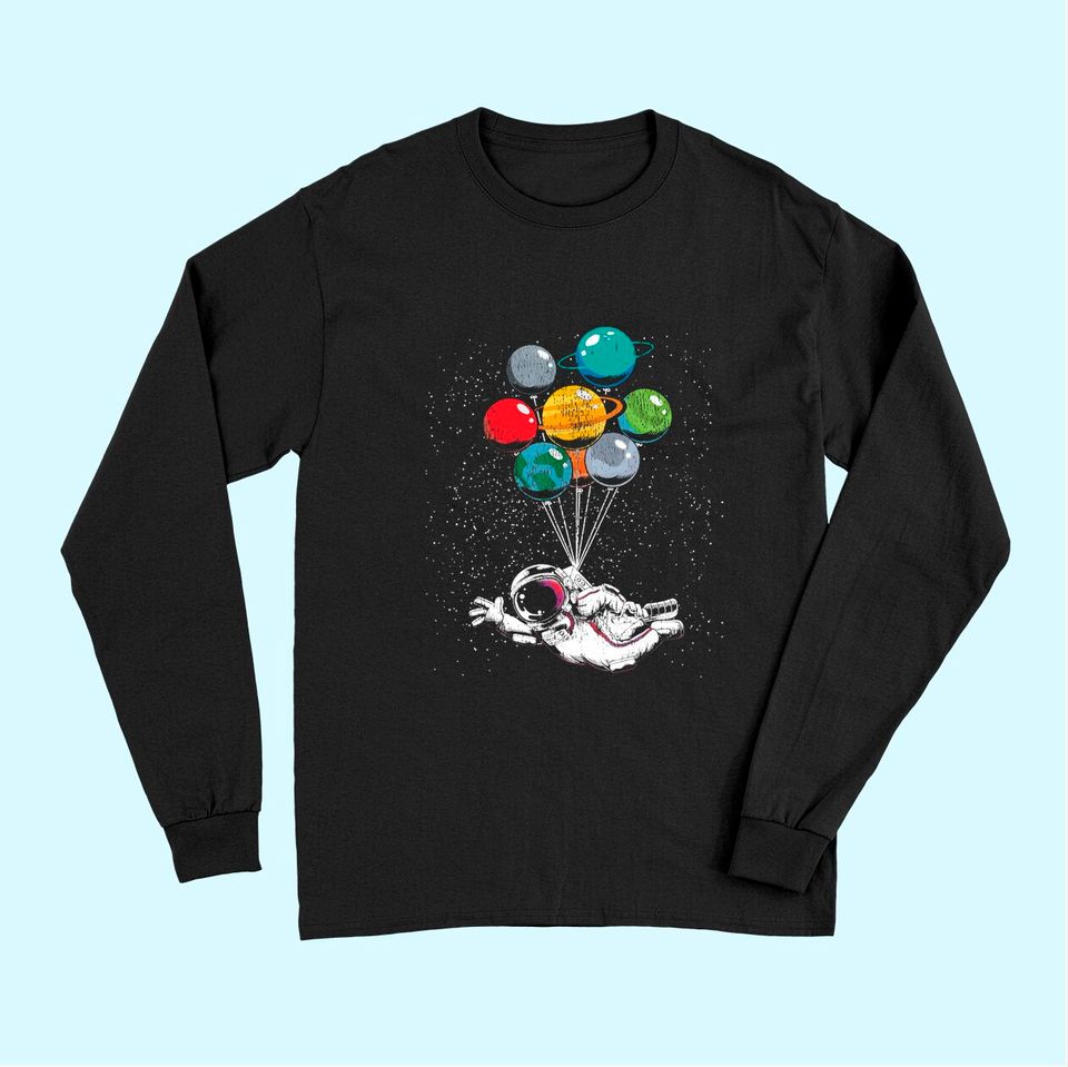 Space Travel Astronaut Kids Planets Balloons Space Science Long Sleeves