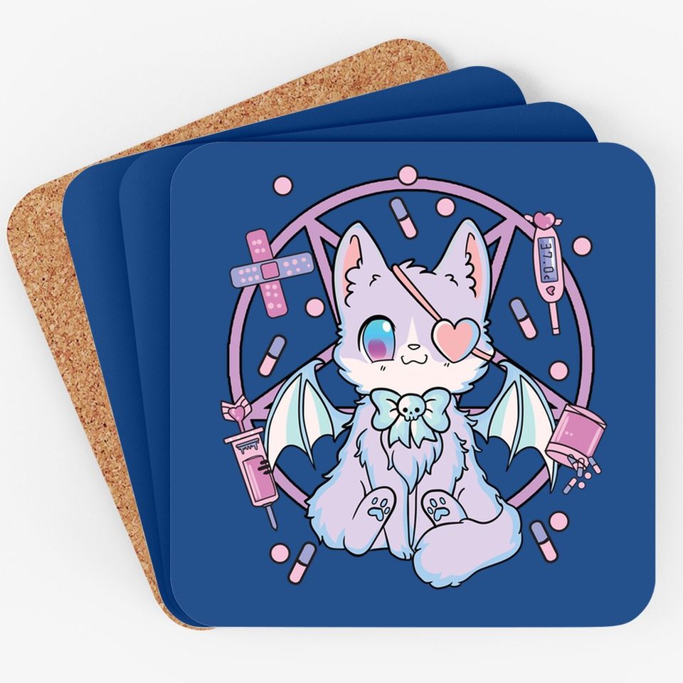 Pastel Goth Kawaii Yami Cat Coaster