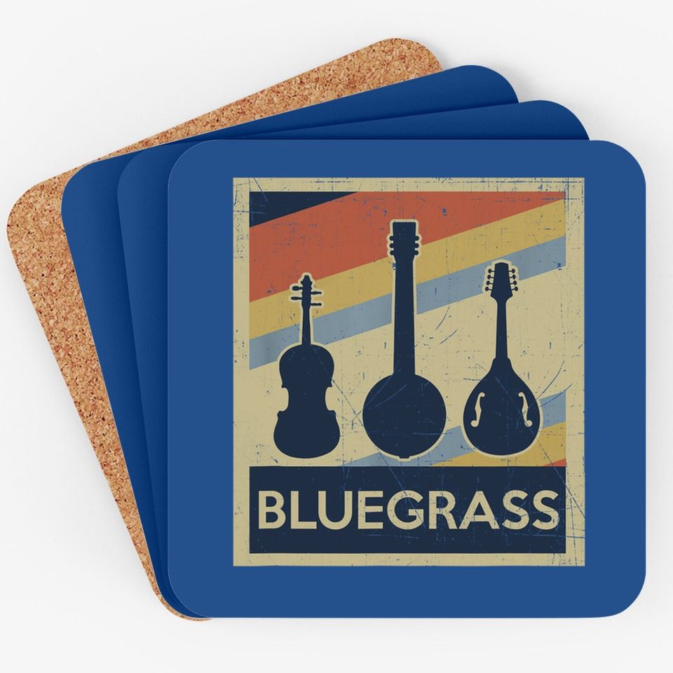 Bluegrass Vintage Music Instruments Retro Coaster
