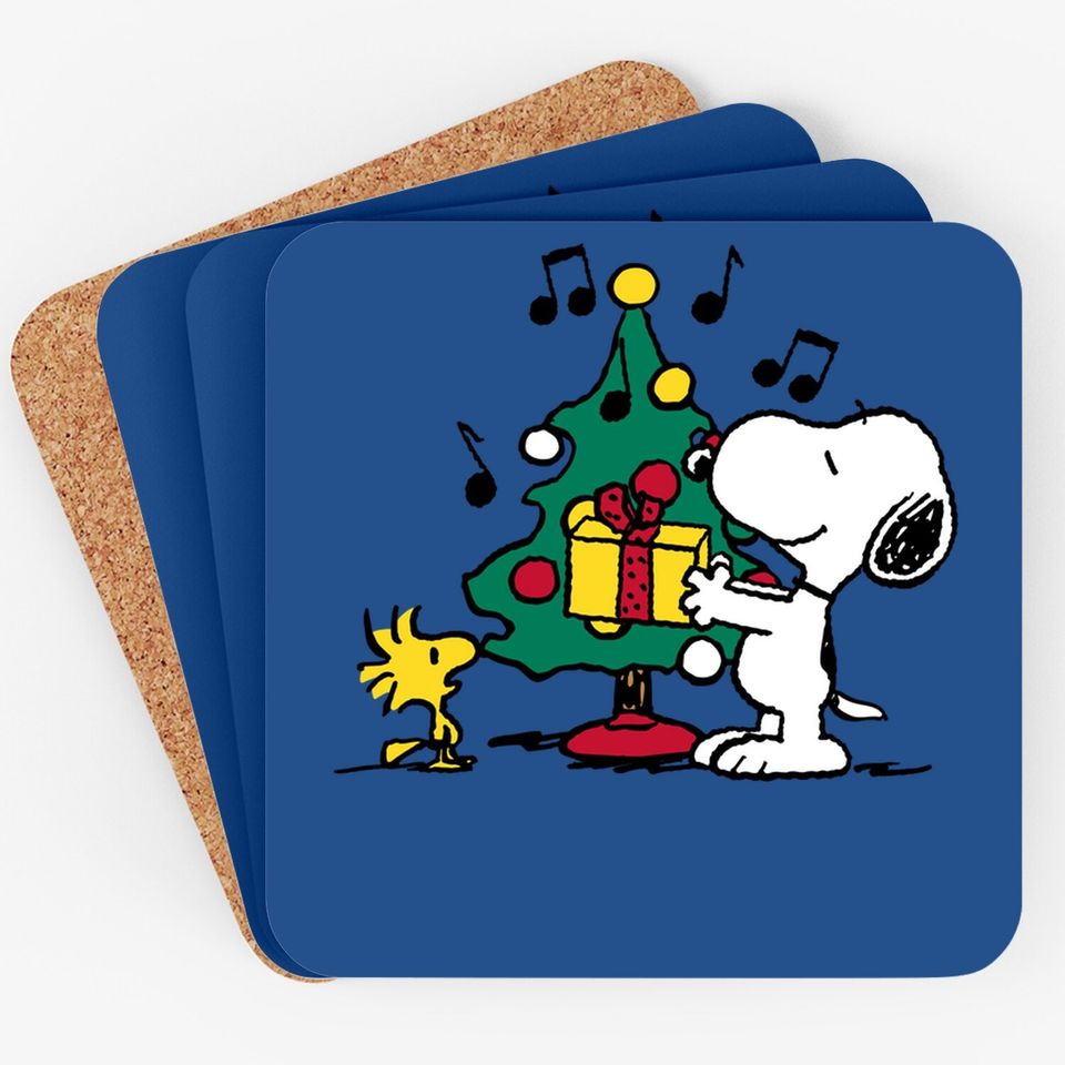 Snoopy And Woodstock Holiday Christmas Tree Coaster