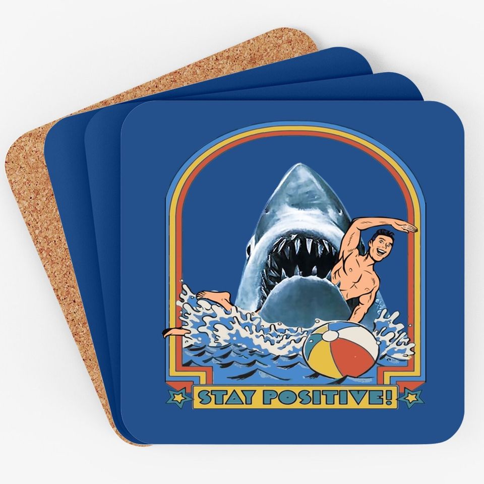 This Is Me Funny Stay Positive Shark Attack Retro Comedy Coaster