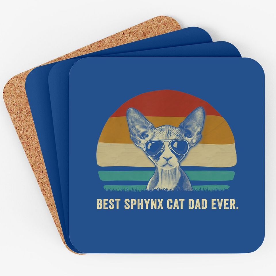 Vintage Best Sphynx Cat Dad Ever Coaster