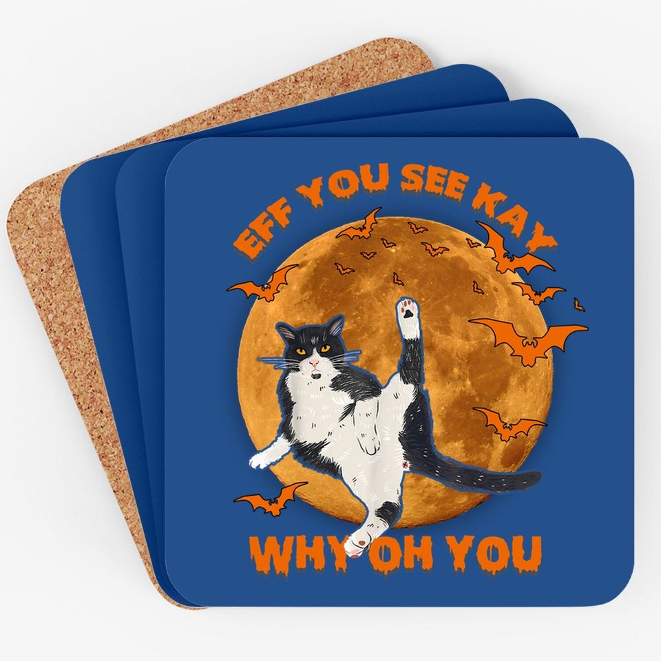 Eff You See Kay Why Oh You Cat Retro Vintage Coaster
