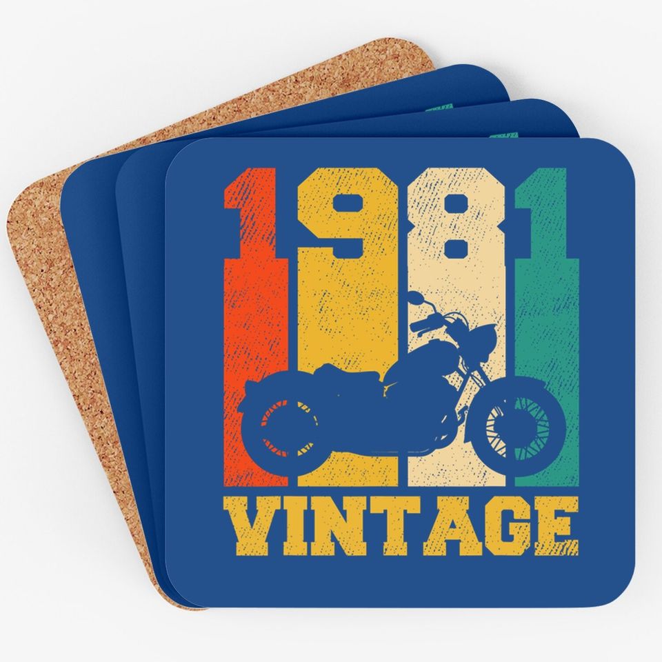 40 Years Old Gifts Vintage 1981 Motorcycle Coaster