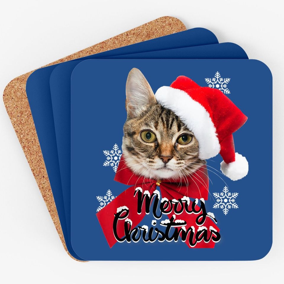 Christmas Cat Funny Coaster